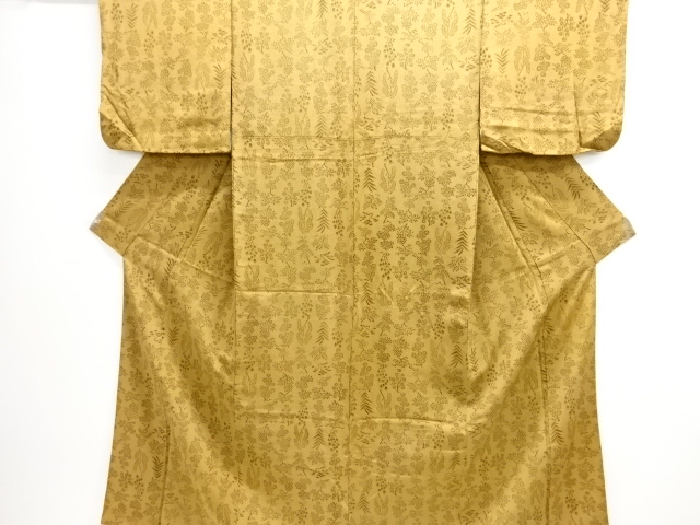 縮緬地草花模様小紋着物